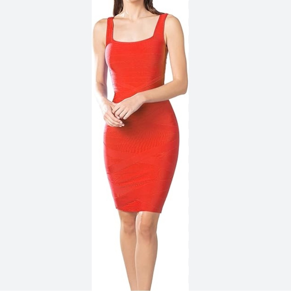 Dress the Population Beatrice Bodycon Midi Dress - Red Poppy NWT size XS